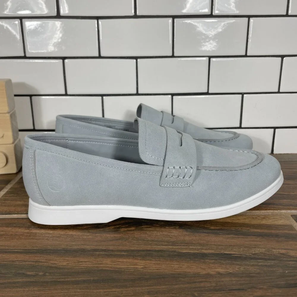 Lands End Everyday Penny Loafer Shoes Youth Boys Size 6 Soft Slate Vegan Leather